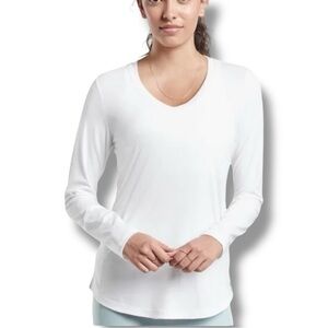 ATHLETA Essential V-Neck Long-Sleeve Top - White 1X